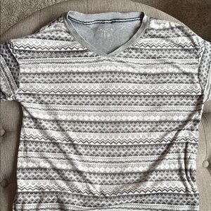 Nautica Gray and White Long Sleeve Pajama Tee